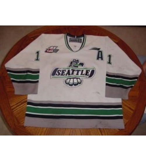 Custom WHL Seattle Thunderbirds 01 02 Robin Gomez Home Hockey Jersey White